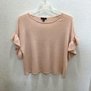 Saks Fifth Avenue Pink Ruffle Sleeve Sweater